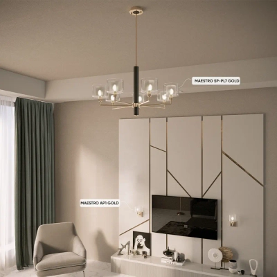 Люстры Crystal Lux MAESTRO SP-PL7 GOLD 2290/307