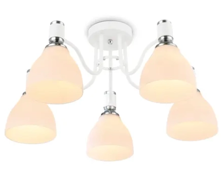 Светильник потолочный TR303305/5 WH/CH/FR белый/хром/белый матовый E27*5 max 60W D600*270