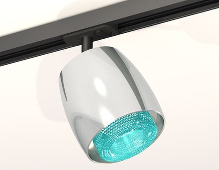 Комплект трекового светильника с композитным хрусталем XT1143010 PSL/BL/SBK серебро полированное/голубой/черный песок MR16 GU5.3 (A2537, C1143, N7194)