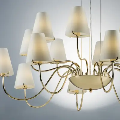 758162 Люстра подв. DIAFANO 16х40W G9 ЗОЛОТО/БЕЛЫЙ