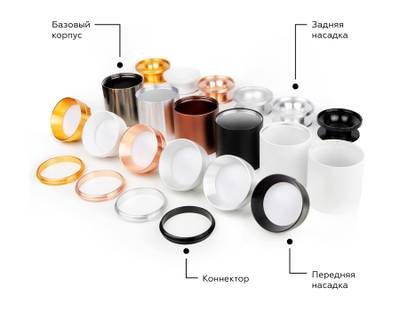 Насадка передняя для корпуса светильника с диаметром отверстия D60mm N6130 SWH белый песок D60*H25mm Out10mm MR16