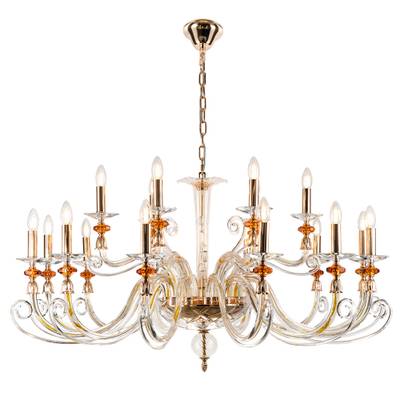 Люстра Crystal Lux CATARINA SP12+6 V2 GOLD/TRANSPARENT-COGNAC 1361/318
