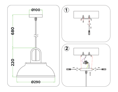 Подвесной светильник в стиле лофт TR8192 BK/LW черный/светлое дерево E27 max 40W D290*900