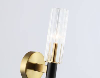 Светильник настенный LH55517 BK/BS/CL черный/латунь/прозрачный E14 max 40W 120*100*250