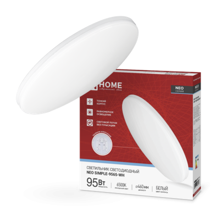 Светильник светодиодный NEO SIMPLE-9565-WH 95Вт 6500К 7600лм 230В 460х67мм бел. IN HOME 4690612060866