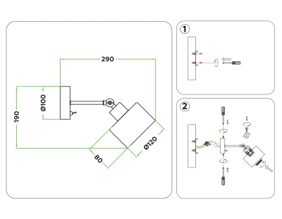 Накладной спот с выключателем в стиле лофт TR8135 WH белый E27 max 40W D120*290