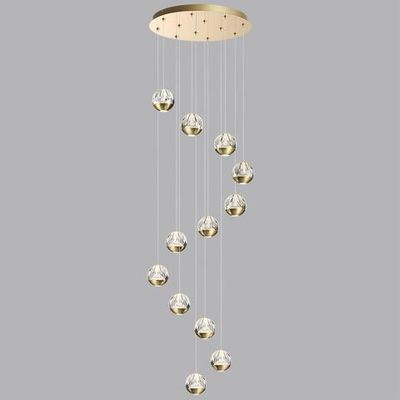 5101/60L L-VISION ODL25 559 латунь/прозрачный/акрил Люстра каскадная LED 60W (12*5W) 4000K 2800Лм SONO