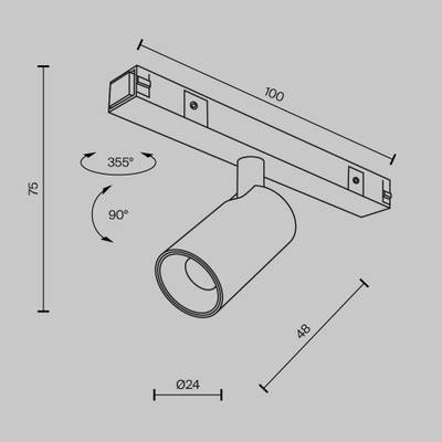 Трековый светильник Focus Led Basity 3Вт 36°, TR176-1-3WTW-M-B. TM Maytoni
