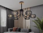 Светильник подвесной TR80167/6 BK/LWD черный/светлое дерево E14/6 max 40W D690*370