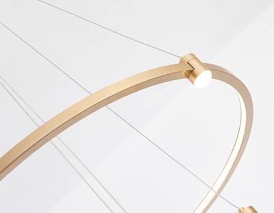 Светильник подвесной светодиодный FL5508/2+6 GD золото 45W 3000K/4200K/6400K D600/400*1300 (без ПДУ)