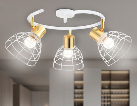 Настенно-потолочный спот в стиле лофт TR8605/3 WH/GD белый/золото E27*3 max 40W D325*230