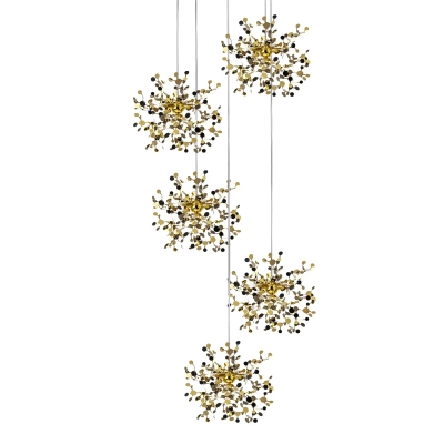 L5PR721132 Подвес пятерной круглый EXTRA 5x3x5W(led) G9 (721132 - 5 + 572152 -1) ЗОЛОТО Lightstar