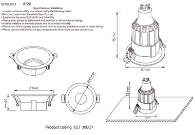 Светильник встраиваемый Crystal Lux CLT 006C1 WH 1400/167