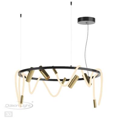 4397/55L HIGHTECH ODL23 261 черный/античная бронза/черный/металл/канат Подвесной св-к с раздельн. вкл. IP20 LED 50W 2020Лм 3000K CORDA