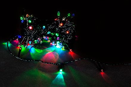 A-001A LED RGB гирлянда светодиодная 10м 100LED, зеленый провод