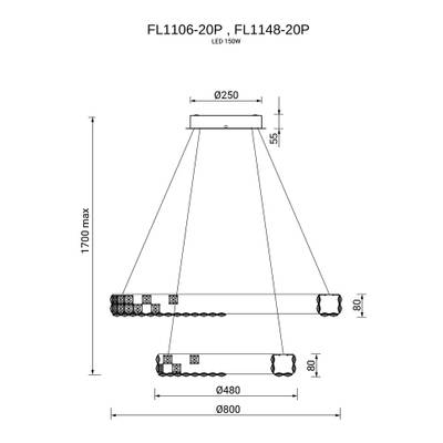 Люстра подвесная Elegance Gold FL1106-20P, LED