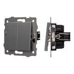 Механизм выключателя двухклавишный проходной SWT-MKP2-PL-GR-V (250V, 10A) (Arlight, -)