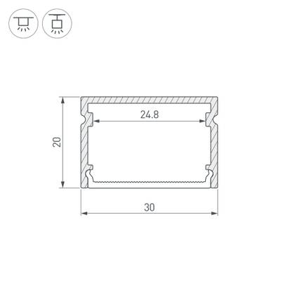 Профиль LINE-3020-2000 ANOD (Arlight, Алюминий)