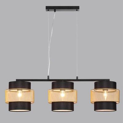 8003/3A MODERNI LN25 161 черный/черный, золотой металл/металл, текстиль Подвес Е27 3*60W 220V ANIMAISA