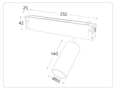 Светильник светодиодный диммируемый для шинопровода Magnetic 220V GL1232 BK черный IP20 24W 3000K-6400K 36° D65*140 (Без ПДУ)