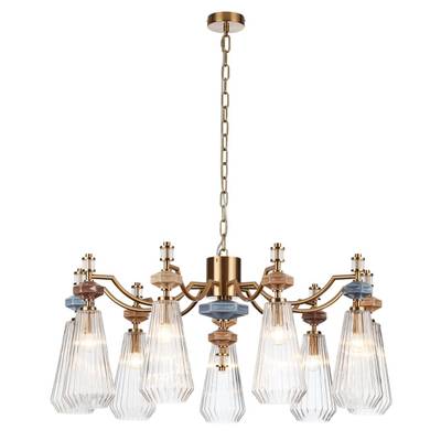 5414/9 MODERN ODL_EX26 античная бронза/терракот/синий/бежевый/коричневый/металл/керамика Люстра E14 9*40W TERRA