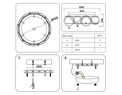 Потолочная люстра TR5327/6 GD/FR золото/белый матовый E14/6 max 40W D606*230