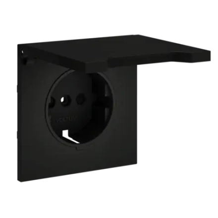 VLS000808 Накладка для розетки с заземлением, защитными шторками и крышкой, S70 (черный матовый). (ТМ Maytoni)