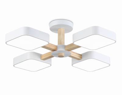 Светильник светодиодный подвесной FL4879/4 WH/WD белый/дерево 24W 3000-6000K D610*160 (без ПДУ)