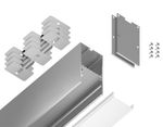 Алюминиевый профиль накладной/подвесной "Profile System" GP3000AL серебро/матовый рассеиватель 2000*35*67, 2 заглушки, 4 крепления в комплекте (для ленты до 32,8мм)