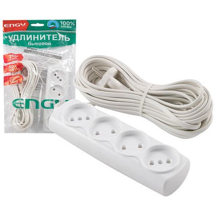 Удлинитель ENGY "Эконом"10м/4роз. (ШВВП 2х0,75)