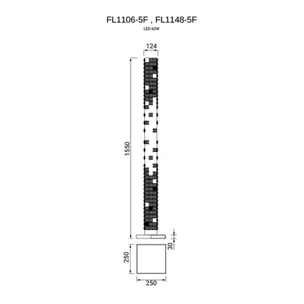 Торшер Elegance Gold FL1106-5F, LED
