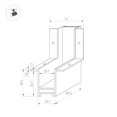 Коннектор угловой MAG-CON-2538-F-L90-INT (BK, внутренний) (Arlight, IP20 Металл, 3 года)