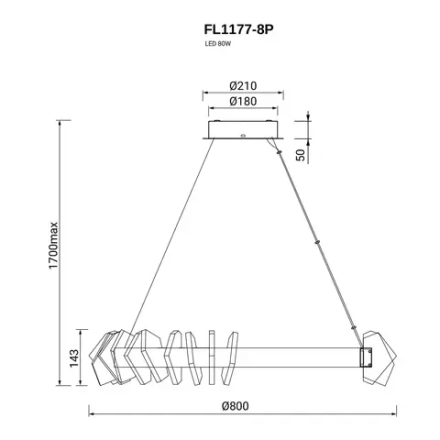 Люстра подвесная Celeste Chrome FL1177-8P, LED