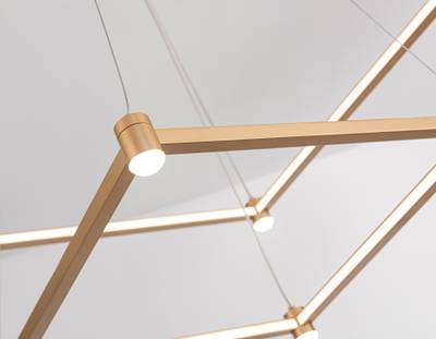 Светильник подвесной светодиодный FL5599/2+8 GD золотой 60W 3000K/4200K/6400K 600*600*1300 (без ПДУ)