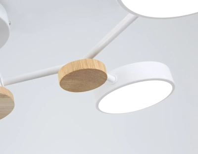Светильник светодиодный подвесной FL4858/4 WH/WD белый/дерево 60W 3000-6000K 700*400*120 (без ПДУ)