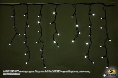 A-020 LED WT светодиодная "бахрома" 3x0.6м 140LED черный провод влагозащ., морозостойкий