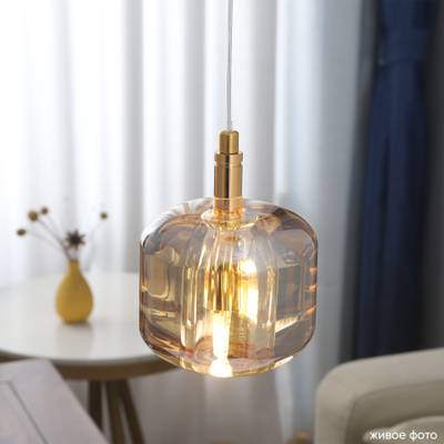 Светильник подвесной Crystal Lux BOX SP1 GOLD/AMBER 1272/201