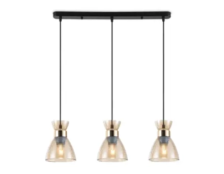 Светильник подвесной TR3404/3 BK/FGD/TI черный/золото/янтарь E27/3 max 60W 550*135*1000