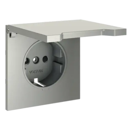 VLS000805 Накладка для розетки с заземлением, защитными шторками и крышкой, S70 (сталь). (ТМ Maytoni)
