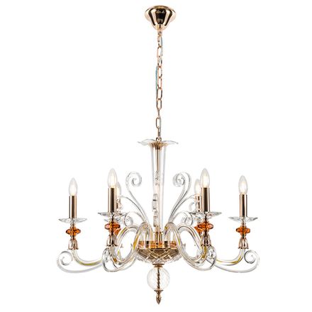 Люстра Crystal Lux CATARINA SP6 V2 GOLD/TRANSPARENT-COGNAC 1361/306