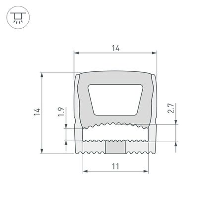 Силиконовый профиль WPH-FLEX-1414-TOP-S11-5m WHITE (Arlight, Силикон)