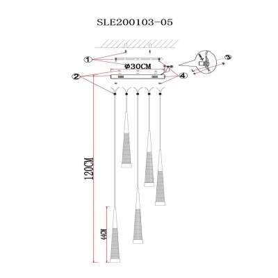 SLE200103-05 Светильник подвесной Золотистый/Золотистый, Белый LED 5*7W 3000K