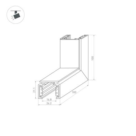 Коннектор угловой MAG-ORIENT-CON-2620-L90-EXT (WH, внешний) (Arlight, IP20 Металл, 3 года)