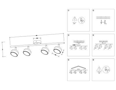 Светильник накладной TN71027/4 WH белый GX53/4 max 12W 600*80*140