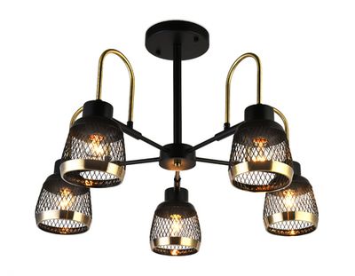 Подвесная люстра TR8002/5 SB/BK бронза/черный E27 max 40W D640*440