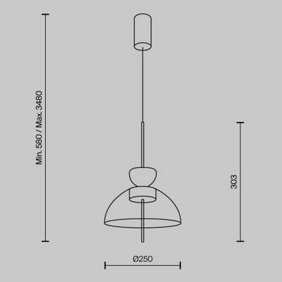 Подвесной светильник Bangkok 3000К 12Вт, MOD185PL-L12CG3K2. TM Maytoni