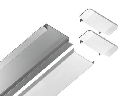 Алюминиевый профиль встраиваемый GP1100AL серебро/матовый рассеиватель 2000*30.6*6, 2 заглушки в комплекте (для ленты до 19,8мм)