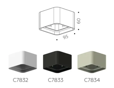 Корпус светильника накладной для насадок 70*70mm C7833 SBK черный песок 95*95*H60mm MR16 GU5.3