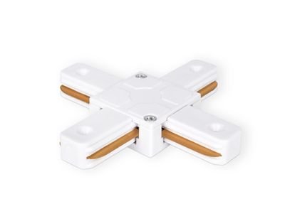 Коннектор Х-образный однофазный для соединения трековых шинопроводов GL7082 WH белый