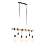SL1142.403.06 Светильник подвесной Черный, Светлое дерево E27 6*60W